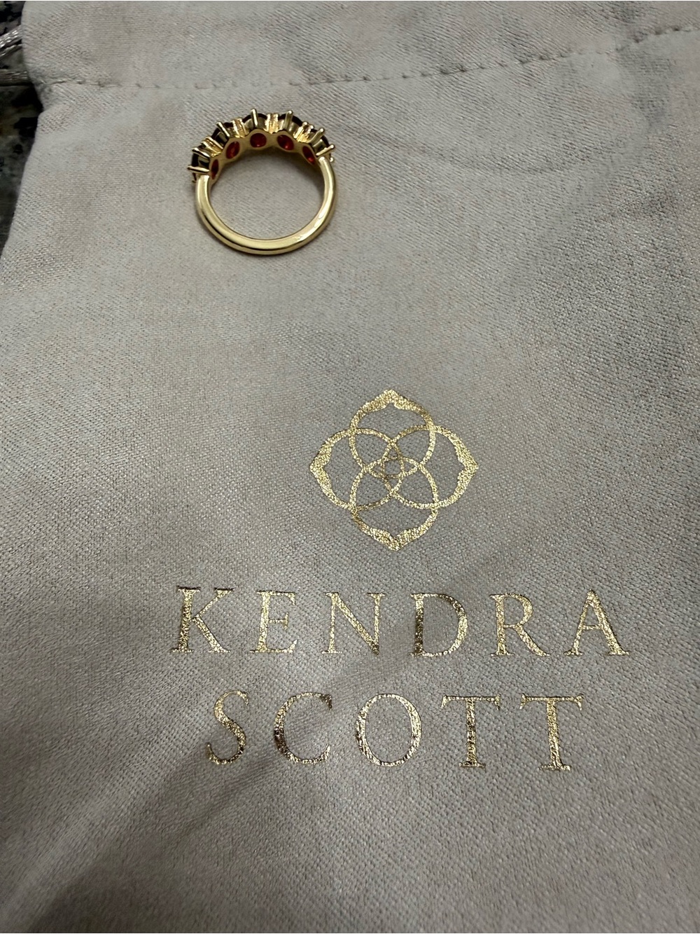 Kendra Scott Gold Ring with Red Stones - Picture 3 of 4